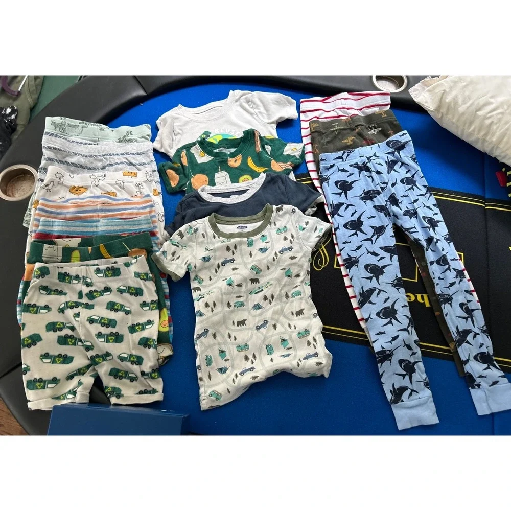 Lot of 14 Boys Size 5T Pajamas PJs Old Navy sleep shorts shirts pants